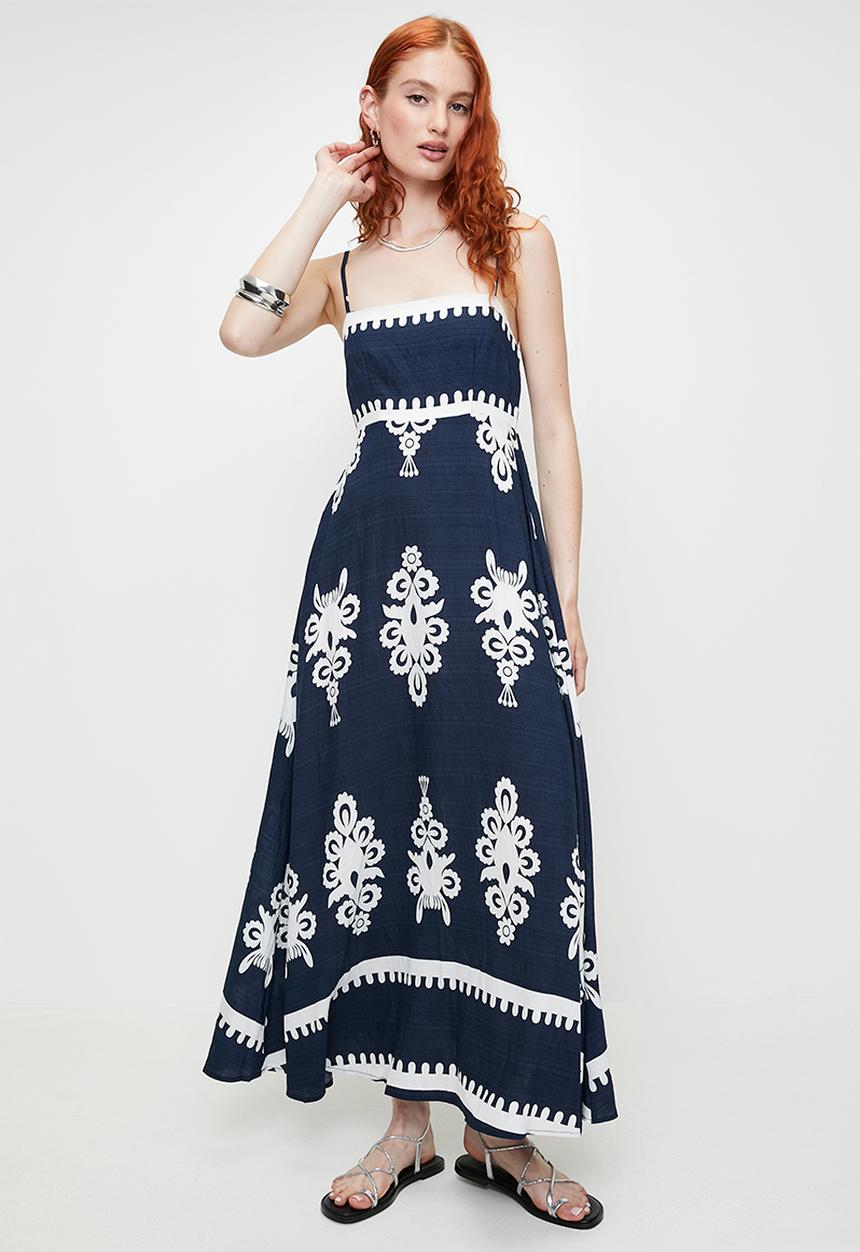 MILLA - Navy paisley maxi dress - Navy Print