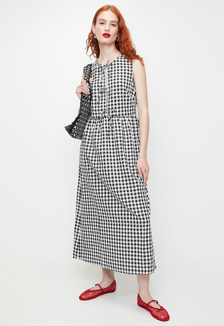 MILLA - Black gingham dress - Black Gingham