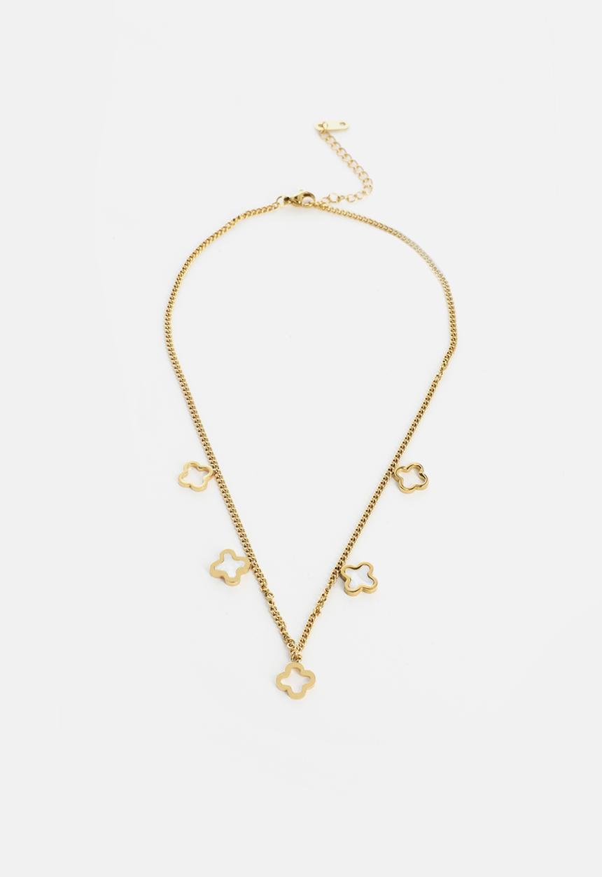 Zoe on Trend - Trendy clover necklace - gold
