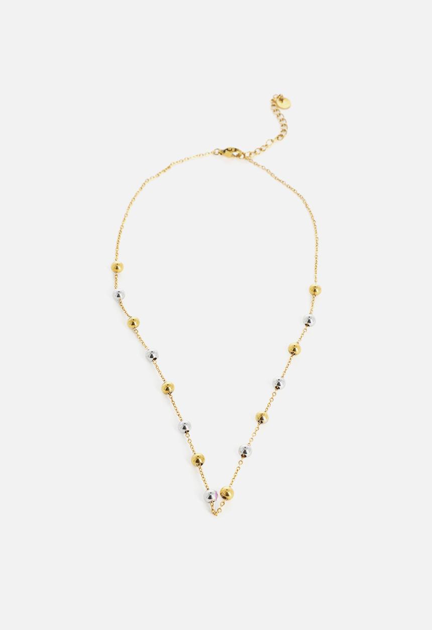 Zoe on Trend - Modern two tone bead necklace - gold