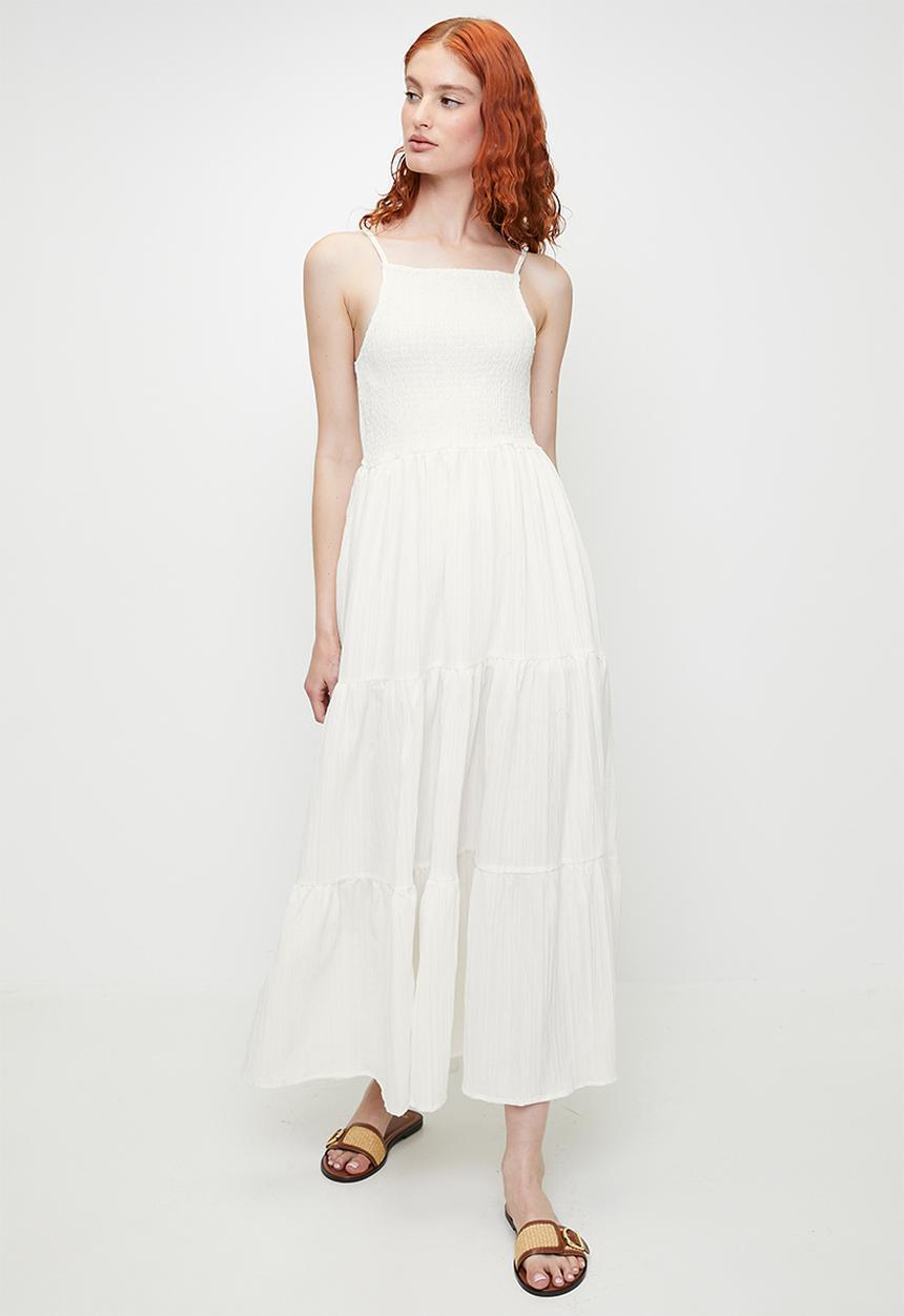 Brave Soul - Ladies Maxi Tiered Dress - Cream