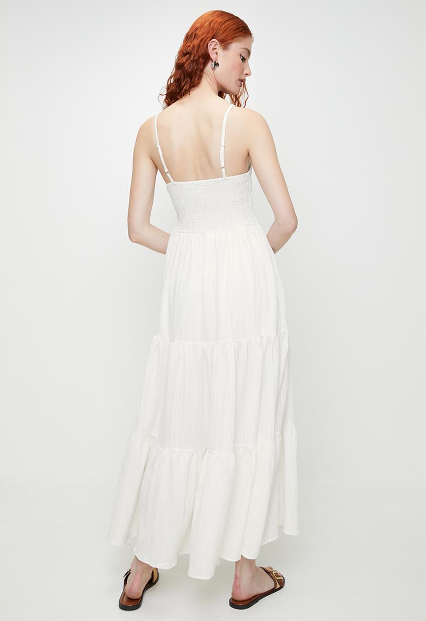 Brave Soul - Ladies Maxi Tiered Dress - Cream