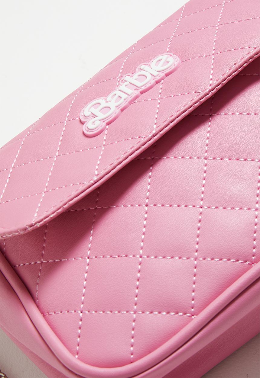 Pop Candy - Barbie quilted sling bag with sewn-on rubber patch - pink
