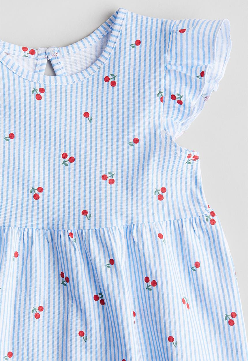 H&M - Printed cotton dress - light blue/cherries