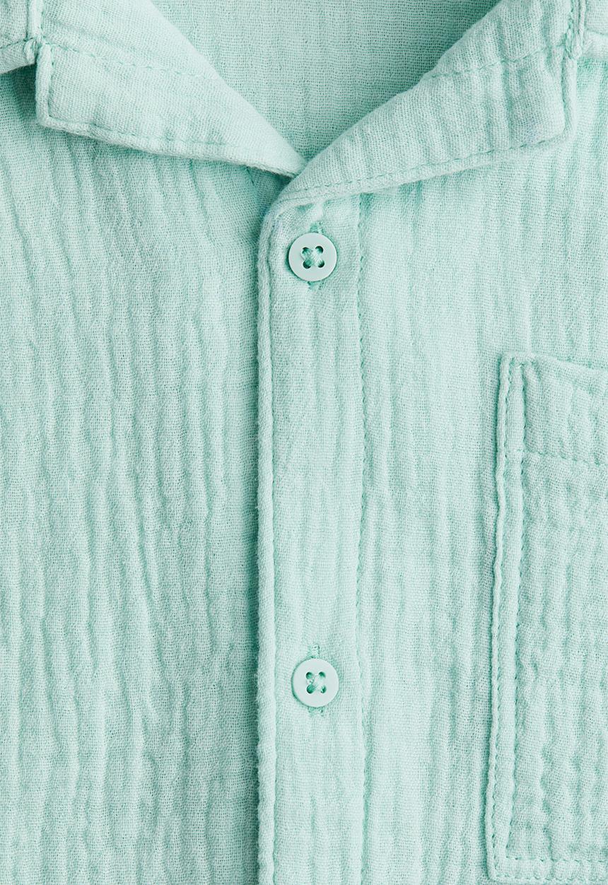 H&M - Cotton muslin resort shirt - light turquoise