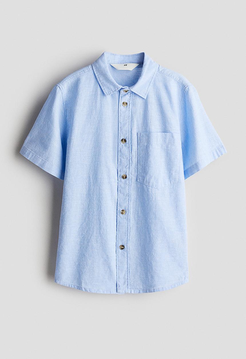 H&M - Linen-blend shirt - light blue