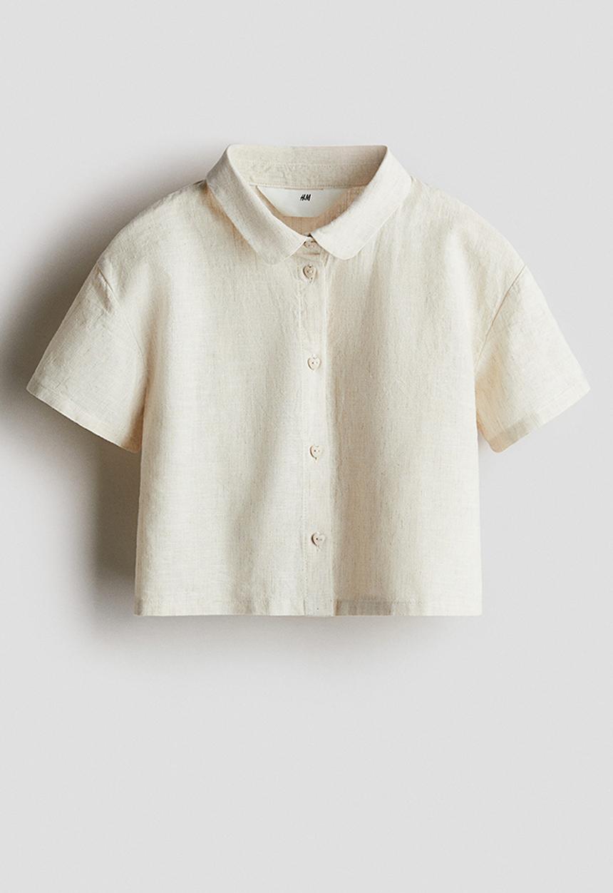 H&M - Linen-blend blouse - light beige