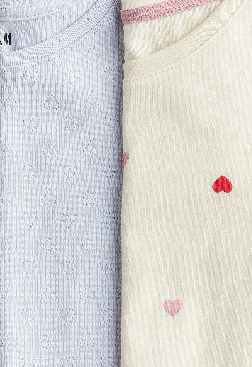 H&M - 2-Pack cotton nightdresses - light blue/hearts