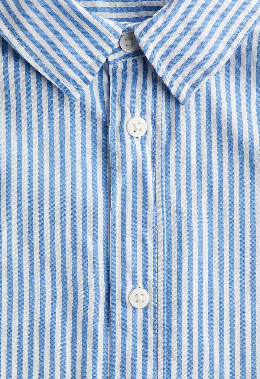 H&M - Short-sleeved cotton shirt - blue/striped 