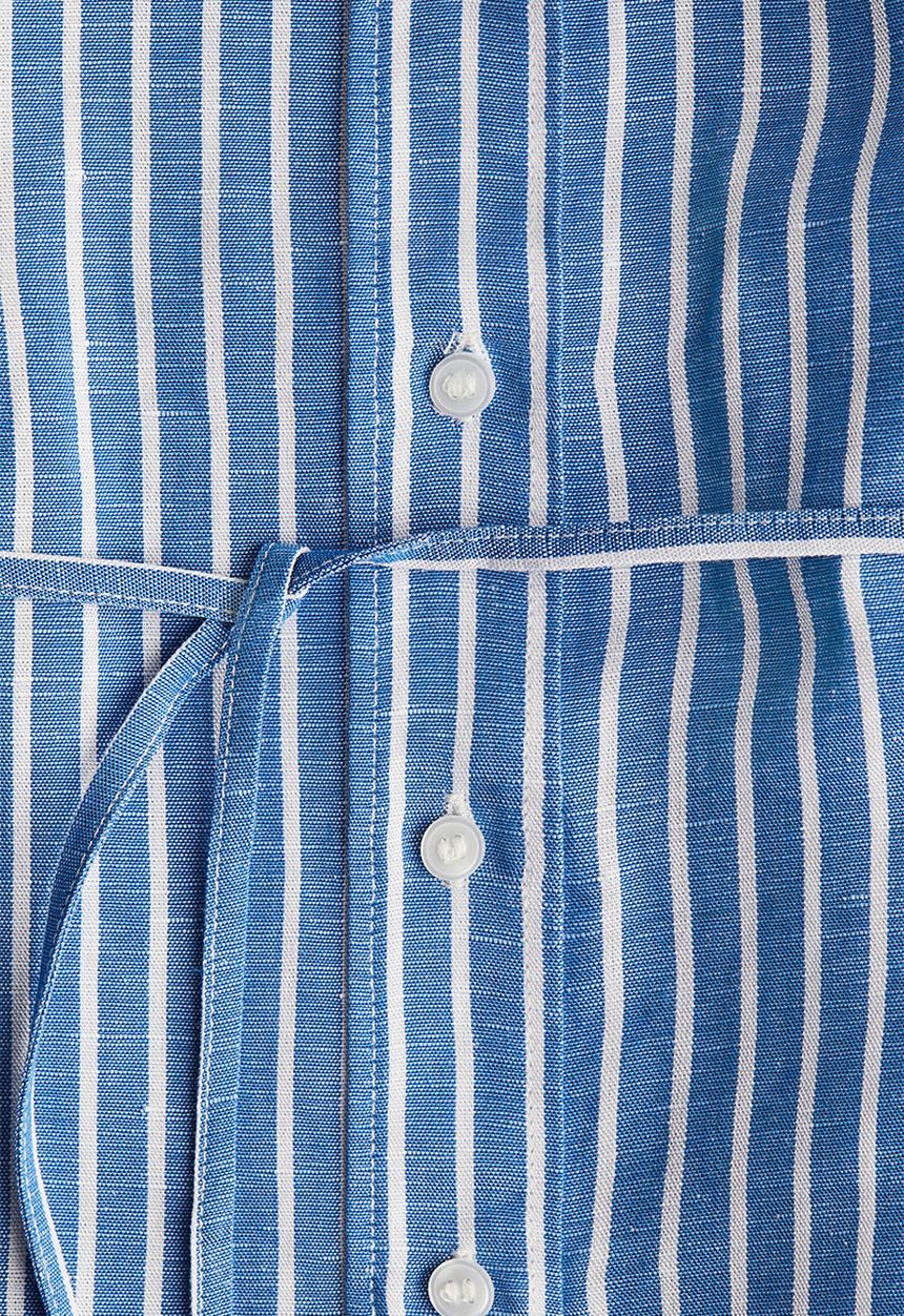 H&M - Mama before & after linen-blend shirt - blue & white striped