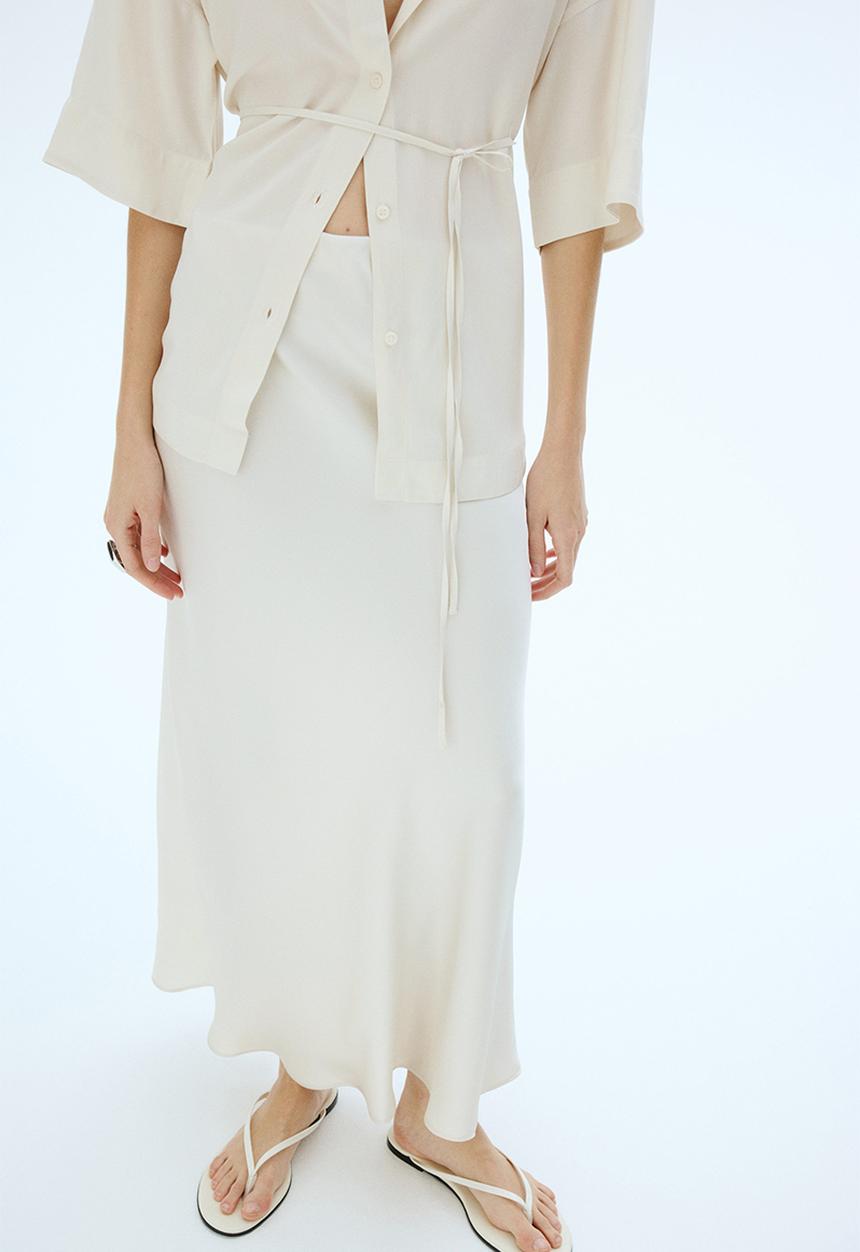 H&M - Mama before & after tie-belt shirt - cream