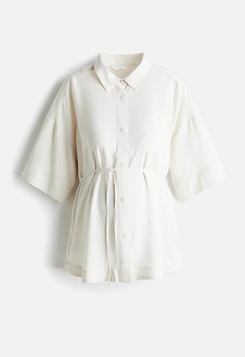H&M - Mama before & after tie-belt shirt - cream