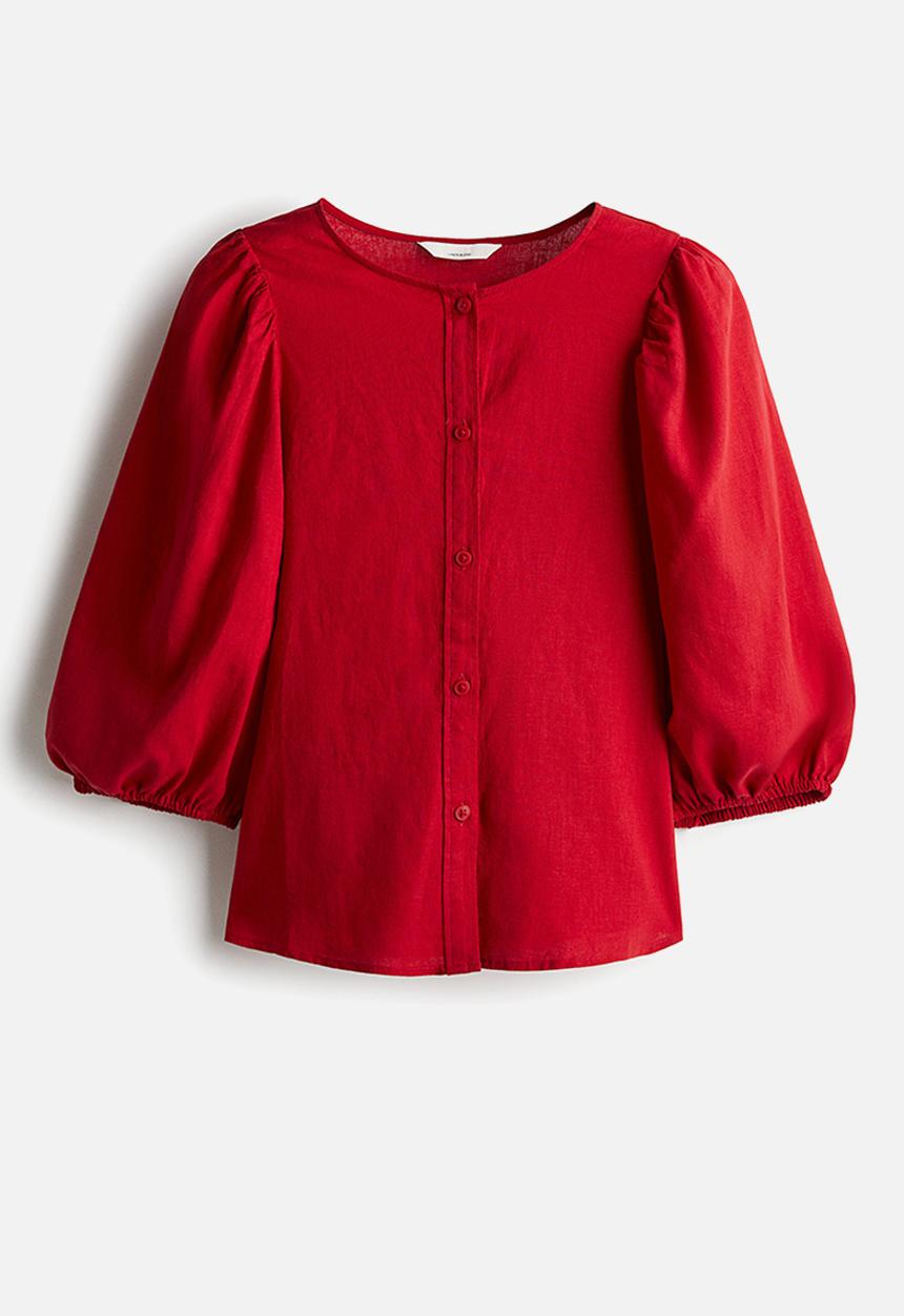 H&M - Linen-blend blouse - red