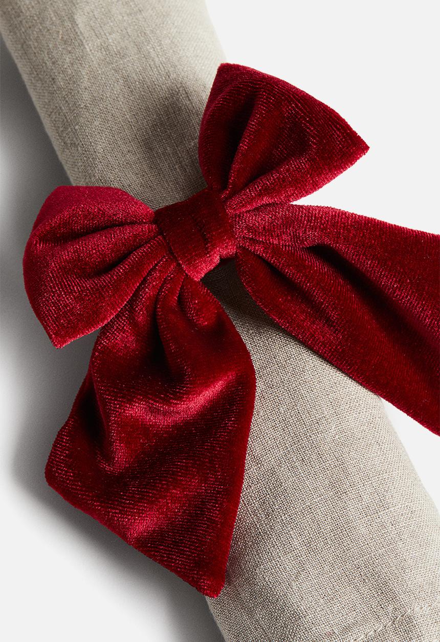 H&M - 4-Pack velvet napkin rings - red
