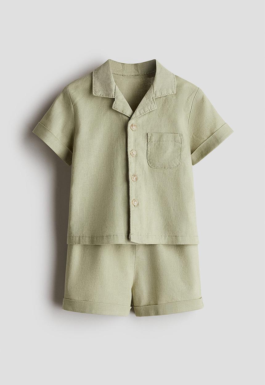 H&M - 2-Piece linen-blend set - light green