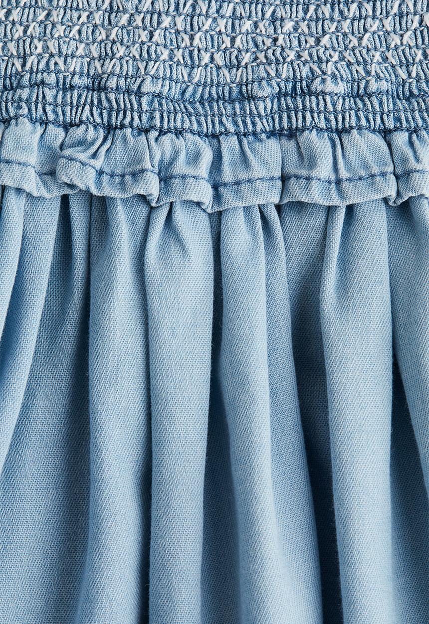 H&M - Smocked denim dress - light blue