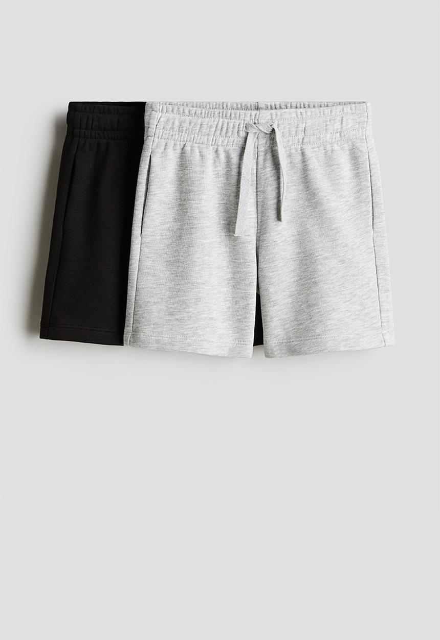 H&M - 2-Pack sweatshirt shorts - light grey marl/black