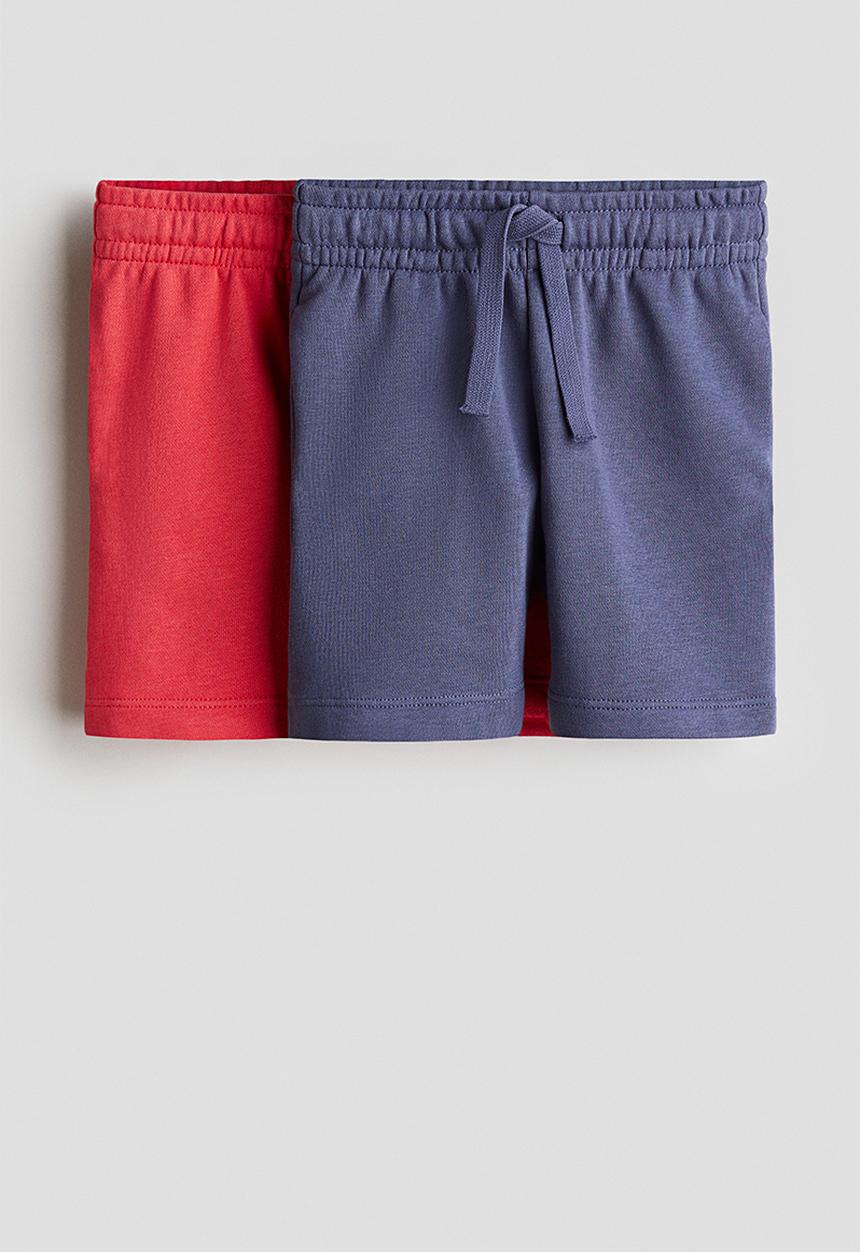 H&M - 2-Pack sweatshirt shorts - navy blue/red
