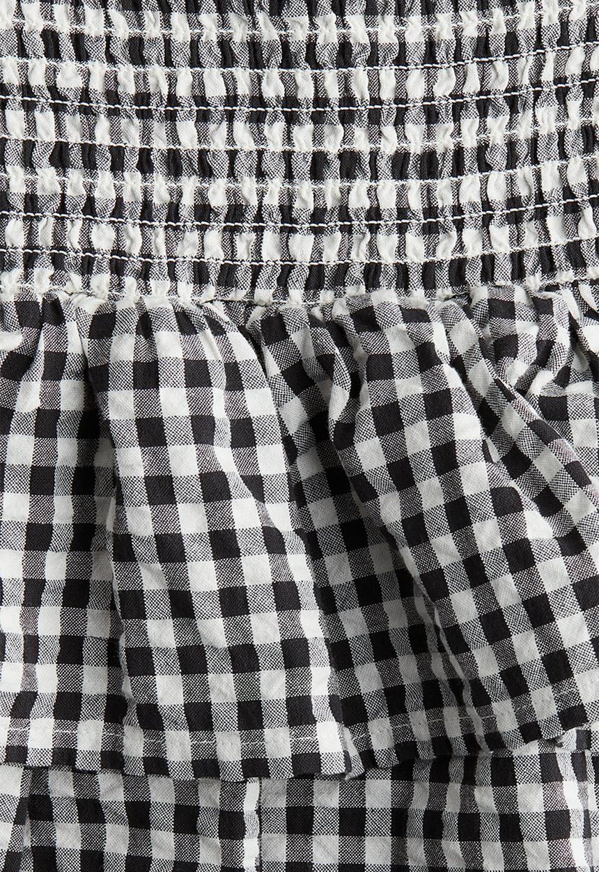H&M - Smocked skirt - black/gingham check