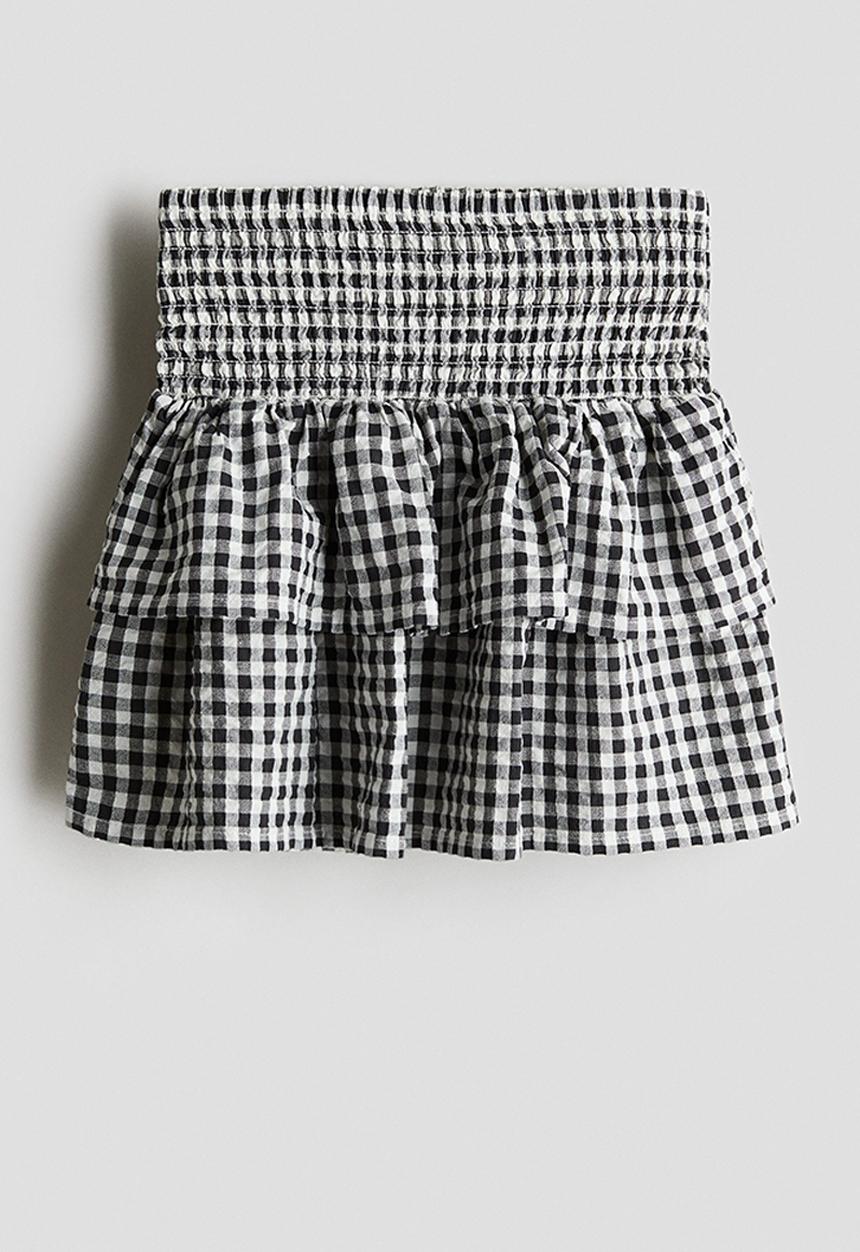 H&M - Smocked skirt - black/gingham check