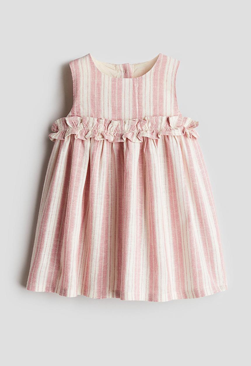 H&M - Linen-blend dress - light pink striped