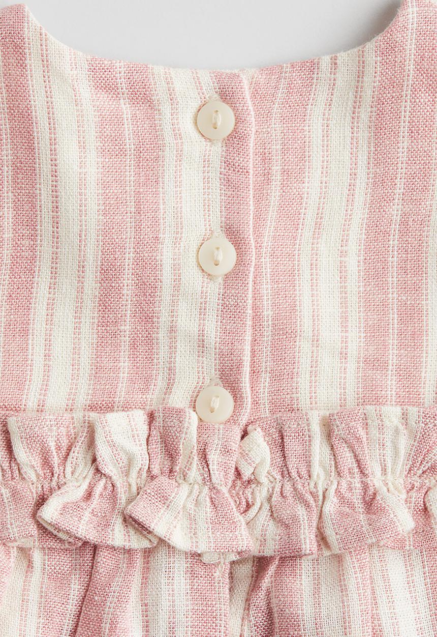H&M - Linen-blend dress - light pink striped