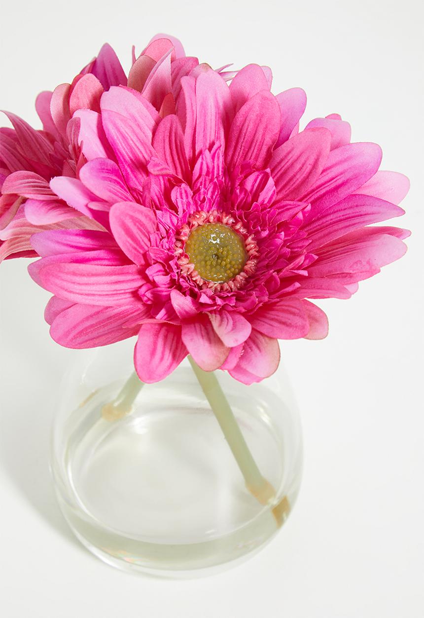 Silk By Design - 2 Fuchsia Gerberas & Tropical Breeze Diffuser Gift Set - pink