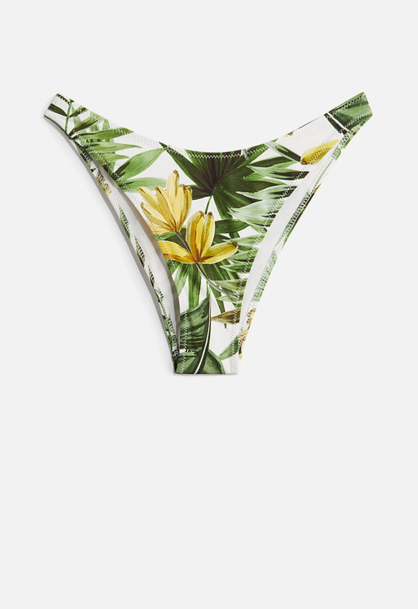 H&M - Cheeky bikini bottoms - white & green patterned