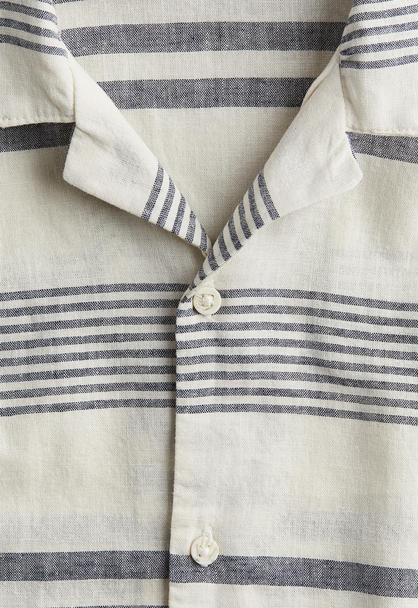 H&M - Cotton resort shirt - cream striped