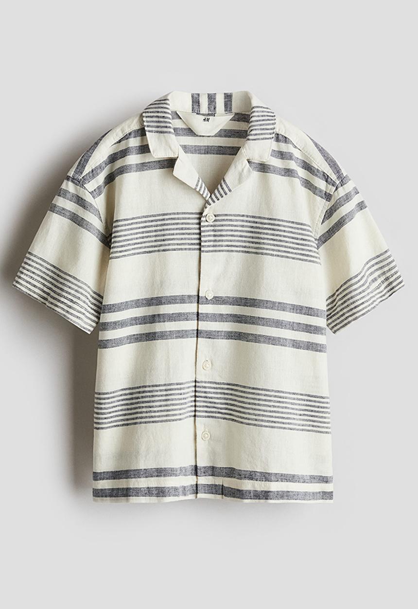 H&M - Cotton resort shirt - cream striped