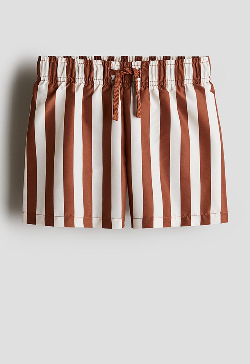 H&M - Printed swim shorts - brown & white striped