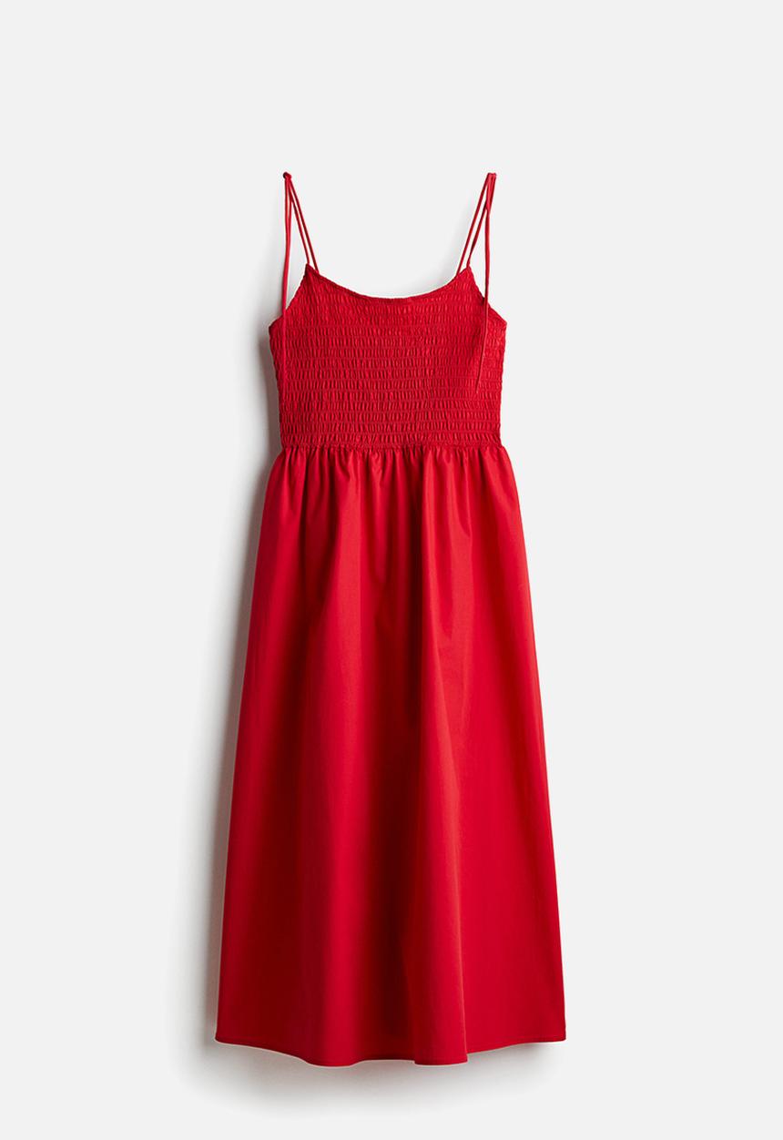 H&M - Tie-strap smocked dress - red