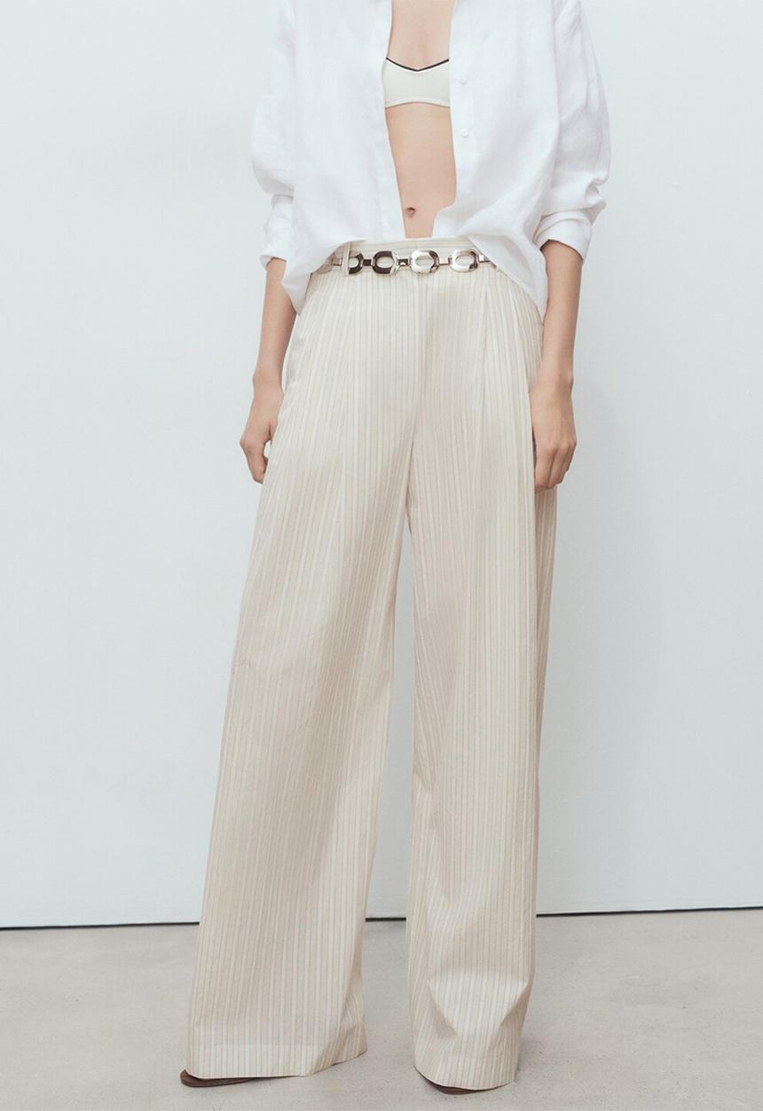 MANGO - Trousers Delta - Light/Pastel Gray