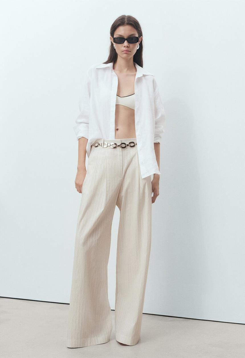 MANGO - Trousers Delta - Light/Pastel Gray