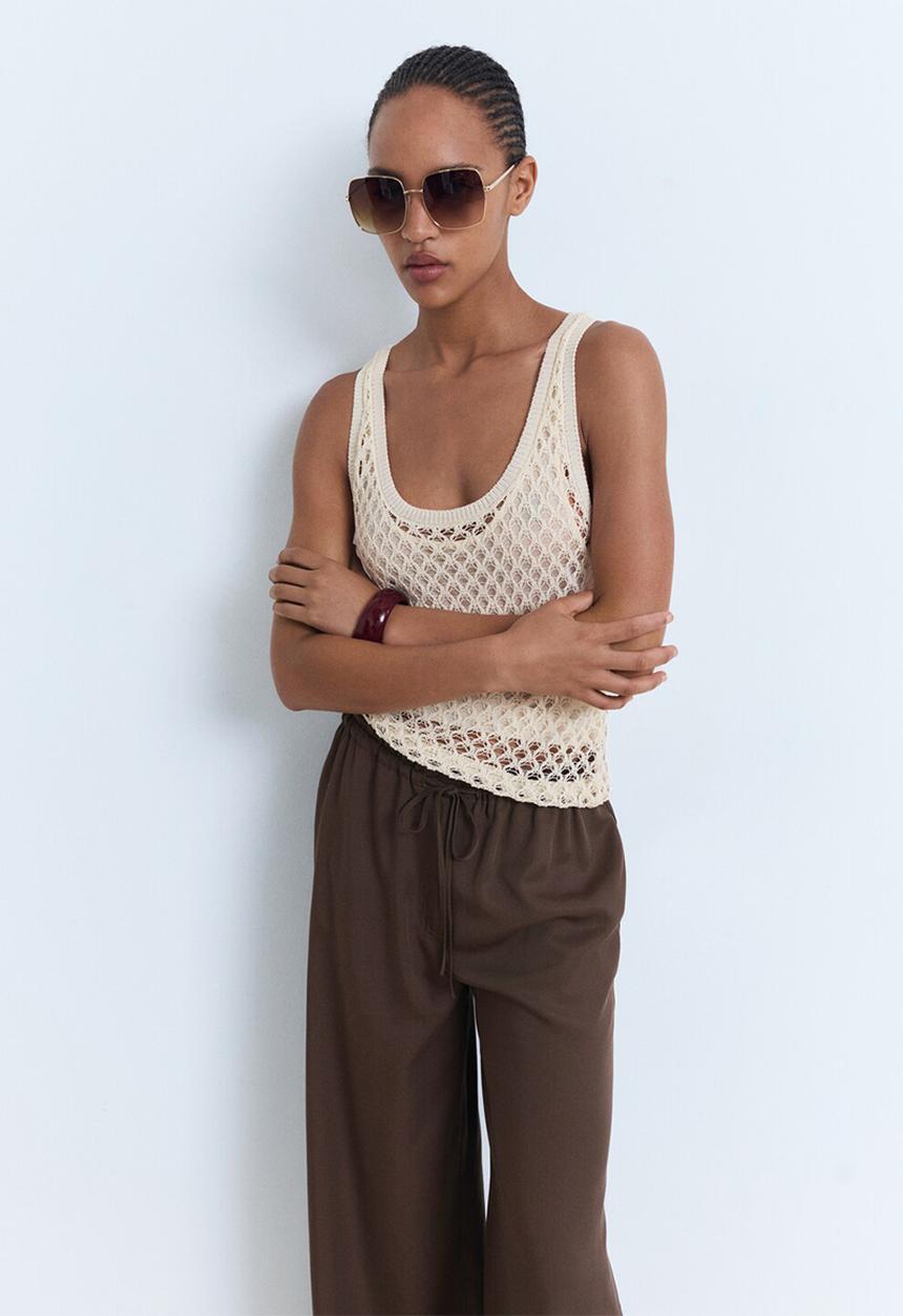 MANGO - Trousers Cel - Dark Brown