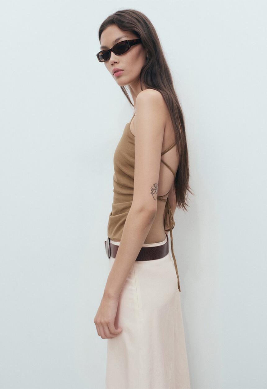 MANGO - Top James - Light/Pastel Brown