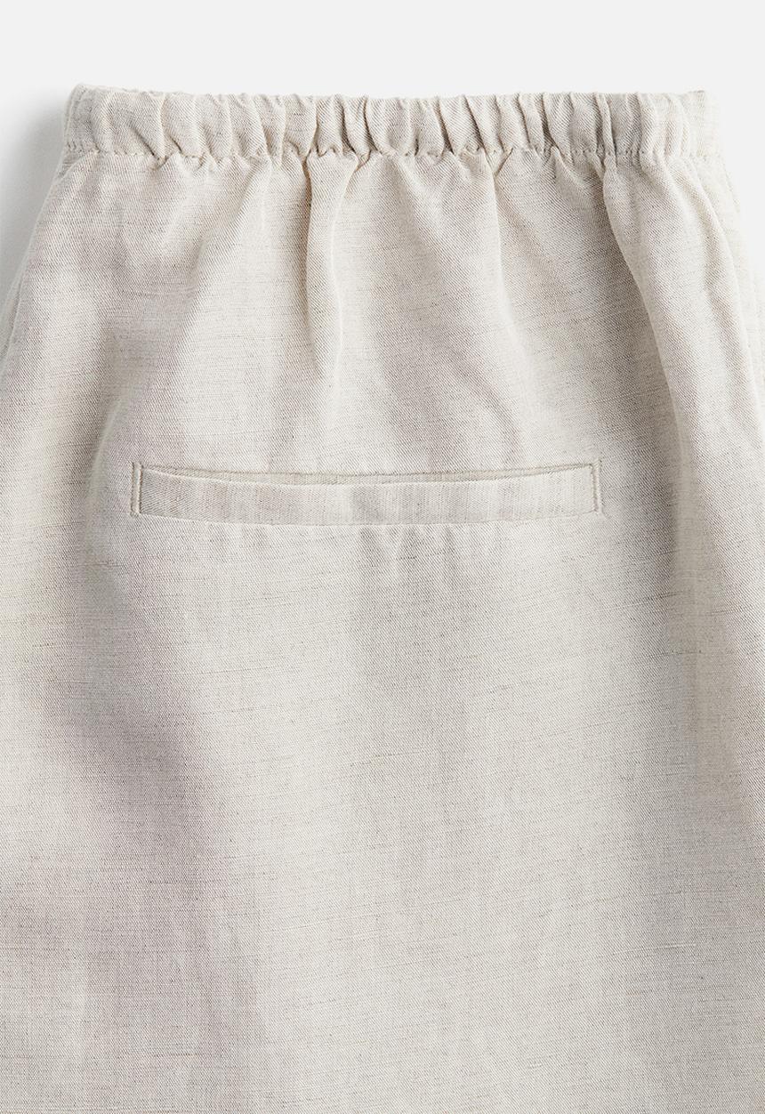 H&M - Straight linen-blend trousers - light beige