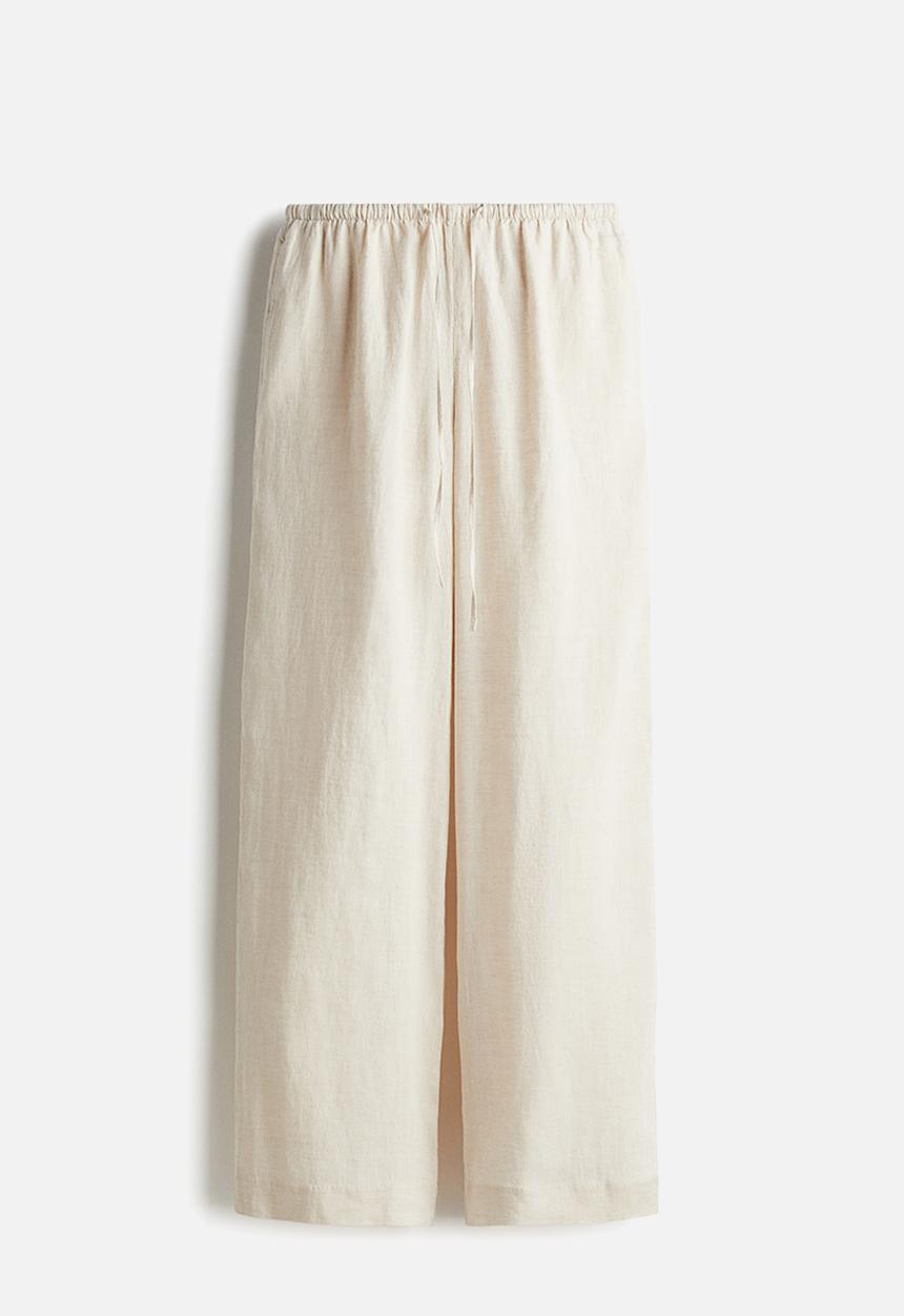 H&M - Linen drawstring trousers - light beige