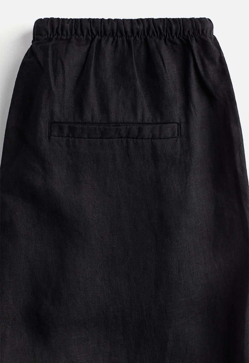 H&M - Linen drawstring trousers - black
