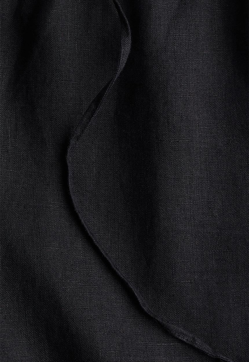 H&M - Linen drawstring trousers - black