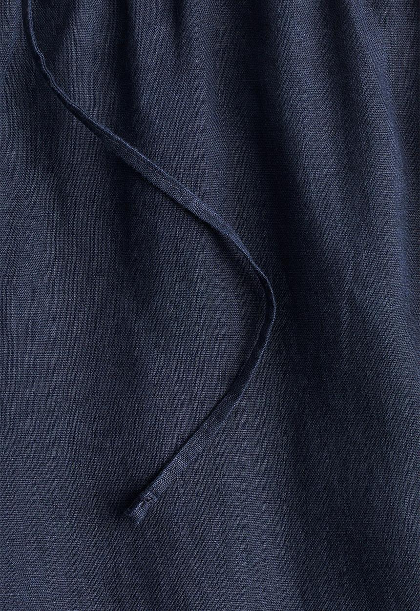 H&M - Linen drawstring trousers - navy blue
