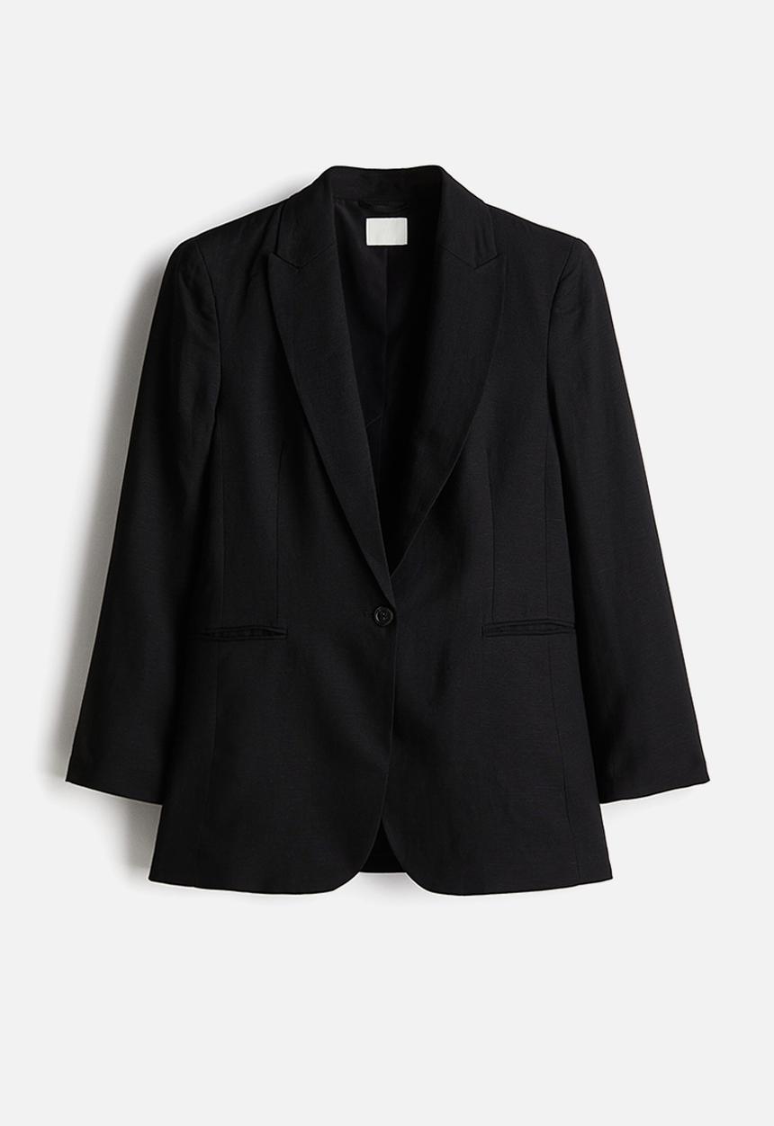 H&M - Linen-blend blazer - black