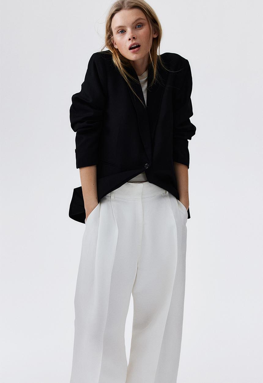 H&M - Linen-blend blazer - black