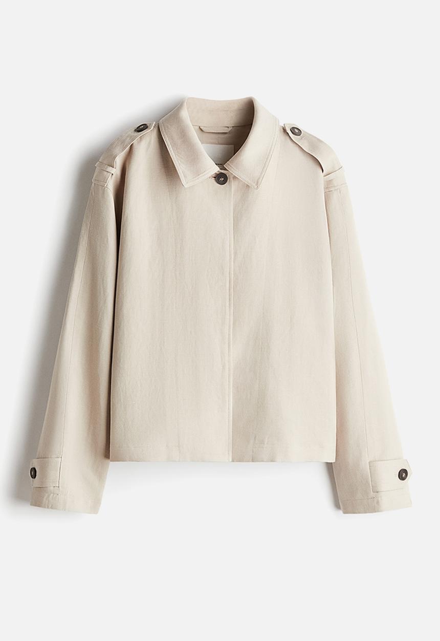H&M - Oversized linen-blend jacket - light beige