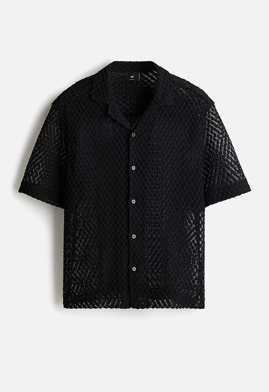 H&M - Loose fit resort shirt - black
