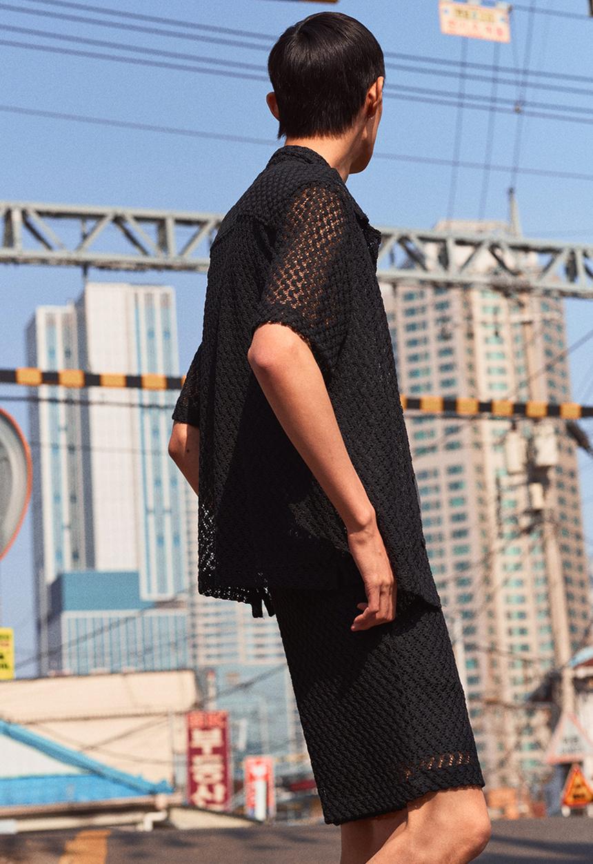 H&M - Relaxed fit crochet-look shorts - black