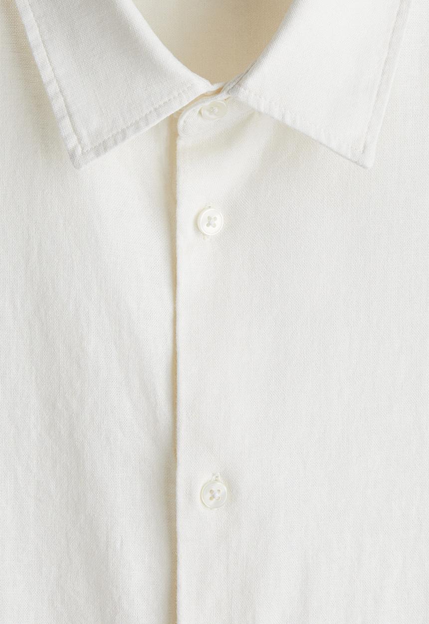 H&M - Loose fit short-sleeved linen-blend shirt - cream