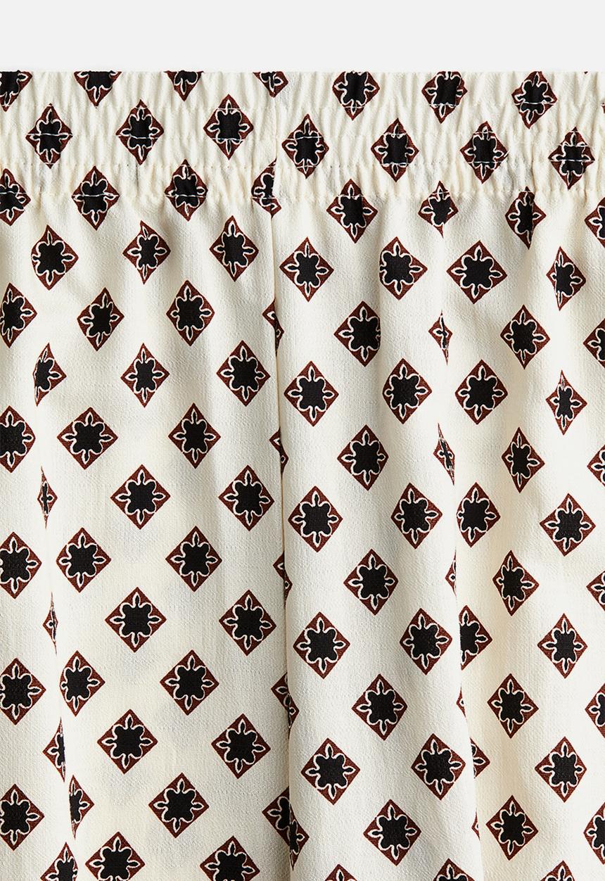 H&M - Wide pull-on trousers - cream patterned