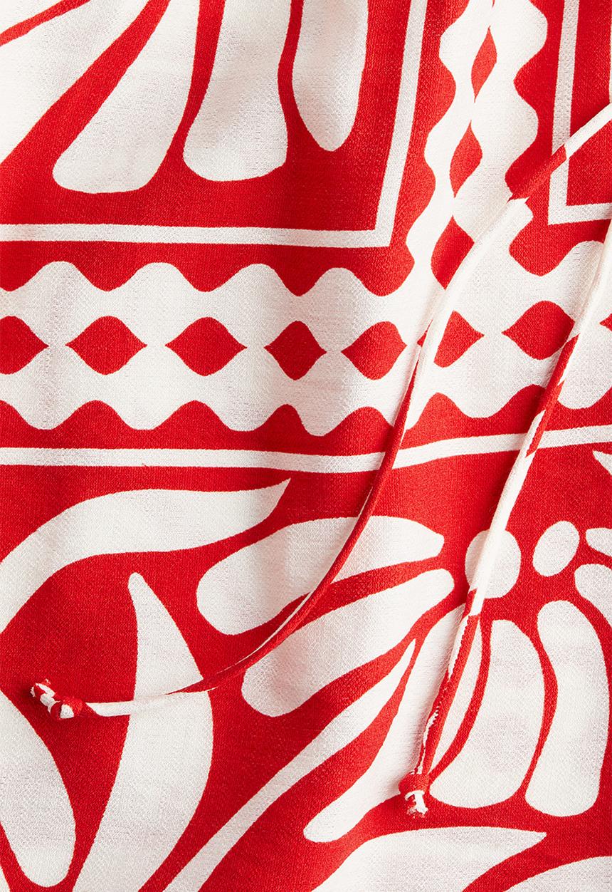 Drawstring shorts - bright red/patterned - 1282566004