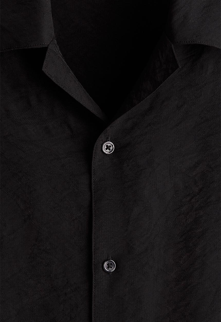 H&M - Regular fit jacquard-weave resort shirt - black